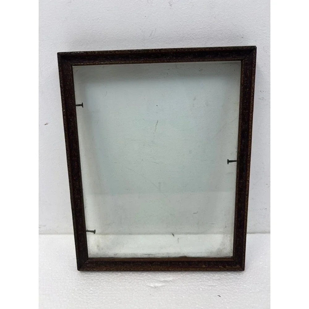 Vintage Art Deco Wood Picture Frame Pressed Gold Paint 20s 30s Fits 7